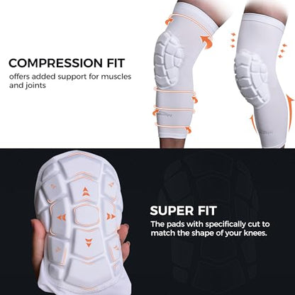 COOLOMG Knee Pads Wrestling Basketball Football Volleyball Youth Kids Adult Protective Knee Compression Sleeves Black L - color: Black, size: Large