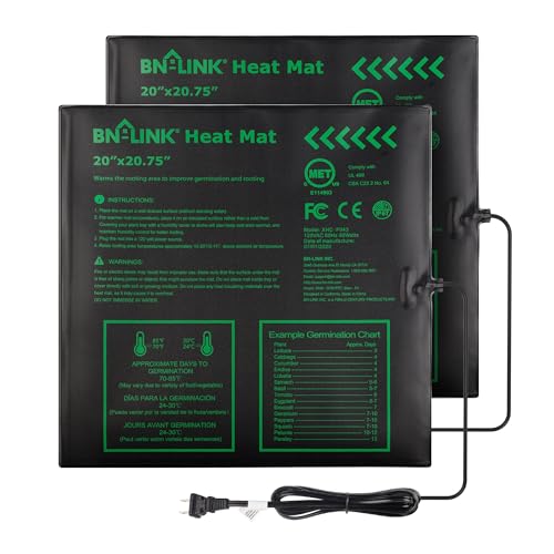 BN-LINK 20" x 20.75" Seedling Heat Mats for Seed Starting Starter Plants | 2 Pack Durable Waterproof Warming Mat Plant Heating Pad for Seed Germination,Indoor Growing,Hydroponic,Greenhouse, ETL Listed - size: 20x20 2 Pack