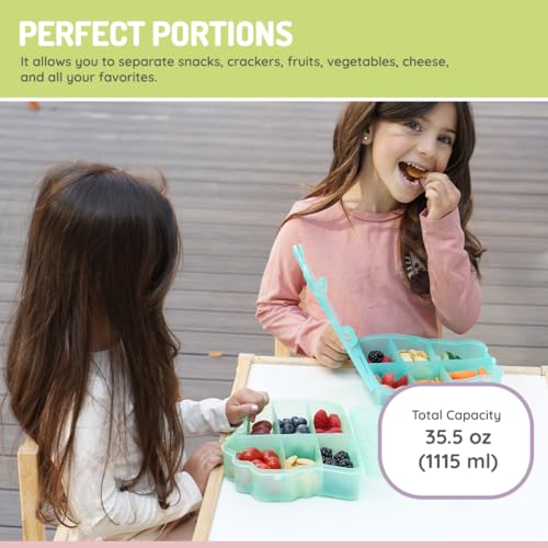 melii Animal Shaped Snackle Box - Divided Snack Container, Food Storage for Kids, Removable Dividers, Arts & Crafts, Beads, BPA-Free - Dinosaur - color: Dinosaur