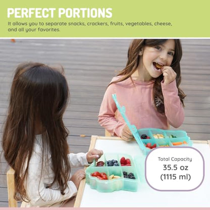 melii Animal Shaped Snackle Box - Divided Snack Container, Food Storage for Kids, Removable Dividers, Arts & Crafts, Beads, BPA-Free - Dinosaur - color: Dinosaur