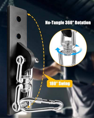 Ceiling Mounted Swing Hooks Rotate 360 Degrees, Heavy Bag Hanger for Punching Bags, Stainless Steel Swing Hangers for Gym Aerial Yoga Swing Chairs and Hammocks - style: Heavy Bag Hanger with Link Buckle