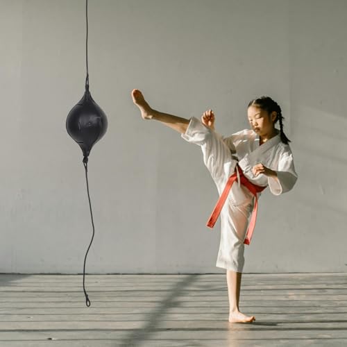 Cabilock Double End Boxing Ball Pu Speed Bag with Rope, Air Pump, Needle, and Hook – Hanging Reflex Training Equipment for Home Boxing Fitness and Reaction Coordination