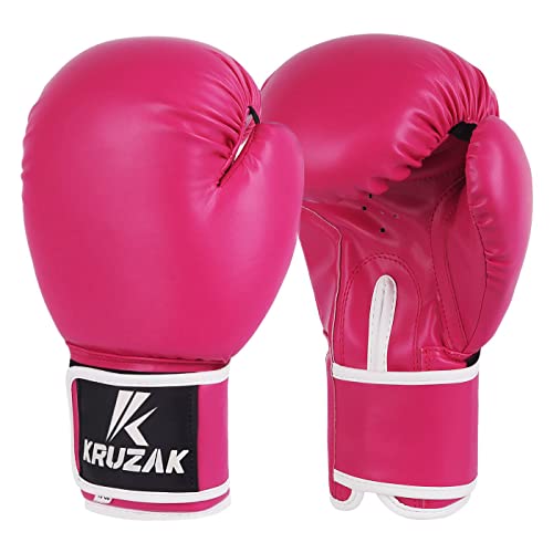 Kruzak Plain Boxing Gloves for Sparring, Kickboxing, Muay Thai, Martial Arts & MMA Fighting - Men & Women Punch Bag Mitts Training and Focus Pads Punching - color: Pink, size: 10 oz