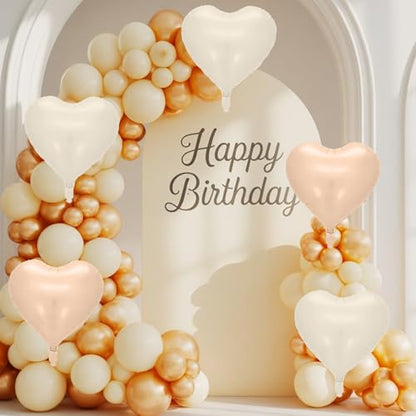 Cream Apricot Heart Balloon, 10PCS Beige Foil for Neutral Baby Shower Party - color: Cream Apricot
