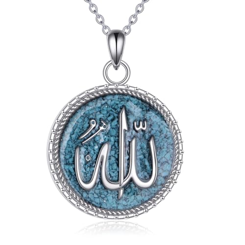 Sterling Silver Islamic Necklace Religious Muslim Pendant Islamic Jewelry Gifts for Men Women - style: Allah