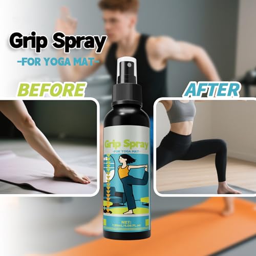 Yoga Mat Grip Spray – Slip-Resistant Anti-Slip Spray, Enhances Mat Traction, Quick-Dry Formula, Multi- Yoga Solution | Ideal For Weightlifting, Gymnastics, Rock Climbing, Home Gym, Training - color: 120ml
