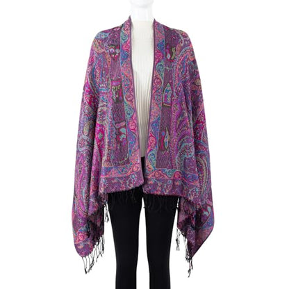 TUSHUSTY Pashmina Feel Shawls Wraps Rave Scarf for Women Soft Silky Reversible Men Scarves Hijab - color: Purple Pink Black