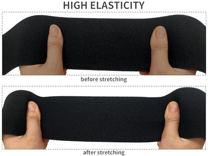 Black Wide Knit Elastic Band for Sewing 3 inch 5yards Double-Side Twill Woven Elastic Heavy Stretch Elastic Spool Band for Pants Waist-Wigs-Skirts-Craft-DIY Projects - color: Black