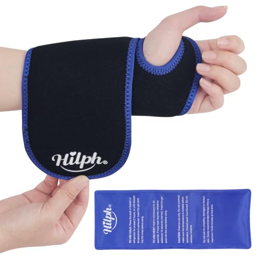 Hilph Wrist Ice Pack Wrap, Reusable Wrist Brace with Gel Hot Cold Compression Pack for Hand Injuries, Hand Ice Pack for Carpal Tunnel, Rheumatoid, Tendonitis, Swelling, Black - style: Black-1 Ice Pack