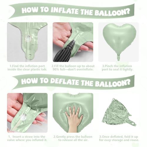 Sage Green Gold Heart Balloons, 10PCS Cream Foil for Jungle Baby Shower - color: Sage Green Gold