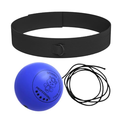 Punching Ball with Headband Adjustable Breathable Soft | Home Boxing Reflex Ball Punching Game for Men Women Adults Beginner Workout Exercise Relief Fitness MMA - color: Blue
