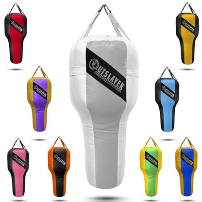 Outslayer Angle Uppercut Heavy Punching Bag for Boxing & MMA - Customizable Colors, Optional D-Ring, Unfilled/Soft Filled Choices - Made in USA - color: Gray/White, style: Filled Without Bottom D-Ring