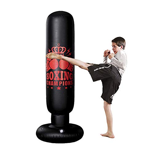 PVC Heavy Training Boxing Bag with Tumbler Design, 63 Inch Tall Inflatable Punching Bag for Adults and Kids for Home Gym Outdoor Exercise