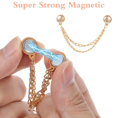 6 Pcs Magnetic Button Shirt Clip Magnetic Clothing Clip with Chain - style: Sphere + Rose