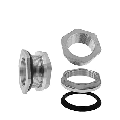 2" Bulkhead Water Tank Connector - SUS304 Stainless Steel Thru-Bulk Fitting, Pipe Adapter for Rain Barrels, Aquariums, Tubs, Pools, Spigot - size: 2 Inch