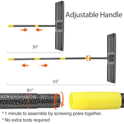 Lawn Leveling Rake Heavy Duty, 30"x10" Large Ground Plate Leveler Tool, Anti Flipping Smooth Edge Pull Behind Garden Landscape Rake for Soil Sand Dirt Yard Top Dressing, Long Handle 65 Inch