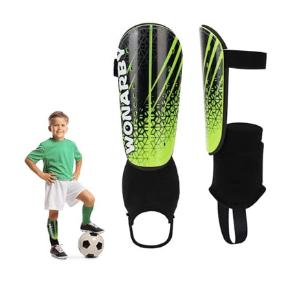 Shin Guards Soccer Youth Kids - Shin Guard for Toddler Boys Girls Teenagers 2-18 Years Old with Ankle Sleeves Protection - Football Shin Pads Equipment with Adjustable Strap - color: Green, size: Small
