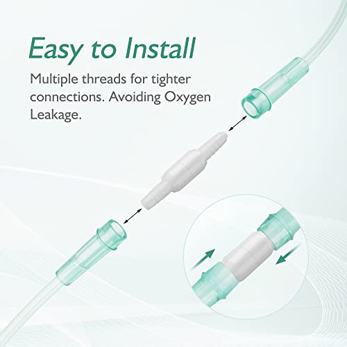 ANSNF Oxygen Tubing Connector, 360° Rotation Swivel, White (10-Pack) | 360° swivel prevents tangles, improves comfort & O2 flow. Multi-thread no-leak design. Reusable, safe material.