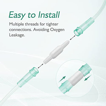 ANSNF Oxygen Tubing Connector, 360° Rotation Swivel, White (10-Pack) | 360° swivel prevents tangles, improves comfort & O2 flow. Multi-thread no-leak design. Reusable, safe material.