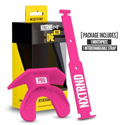 Nxtrnd One Pro Football Mouth Guard, Interchangeable Strap, Fits Adult & Youth (Pink) - color: Pink Pro