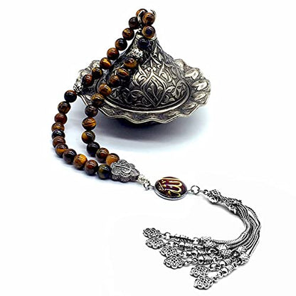 Design -Regal Collection Worry Beads - Prayer Beads Tesbih-Tasbih-Tasbeeh-Misbaha-Masbaha-Subha-Sebha-Sibha-Rosary (Regal 8mm- 33 Tiger Eye Stone Beads) - color: Regal 8mm- 33 Tiger Eye Stone Beads