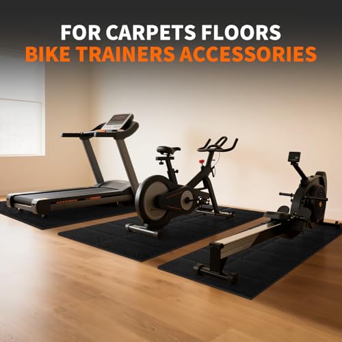 Mat for Exercise Bike Treadmill Walking Pad on Carpet 63x30,Compatible with Peloton, 1/4" Indoor Bike Trainer Mat for Hardwood Floors, Spin Stationary Bike, Equipment Stability, Noise Shock Absorption - size: 63"L x 29.5"W x 0.24"Th