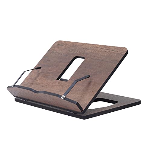 Vigo Wood Adjustable Book Stand, Foldable Reading Stand for Bed, Cookbook and Recipe Holder for Kitchen, Tablet Stand (Walnut) - color: Walnut