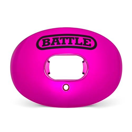 Battle Sports Chrome Oxygen Football Mouthguard | Maximum protection, Safe secure comfortable fit, Breathable built-in airflow channels, No boil required, Advanced composite - color: Pink