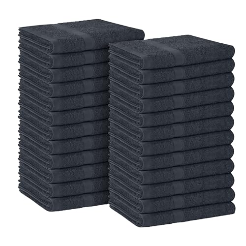 Avalon Towels Salon Towel - Grey Hand Towels Bulk Pack of 24 - 100% Cotton Absorbent Spa, Facial & Gym Towel for Working Out - 16x27 Inches (Not Bleach Proof) - color: Grey