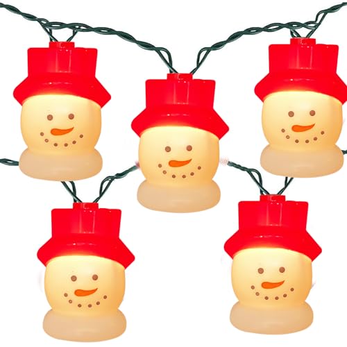 Christmas Snowman String Lights , 8.5Ft Christmas Decorations String Lights Indoor with 10 Cute Snowman Head Lights, Hanging Snowman Fairy Lights UL Listed for Outdoor Christmas Holiday Party Decor - color: Snowman
