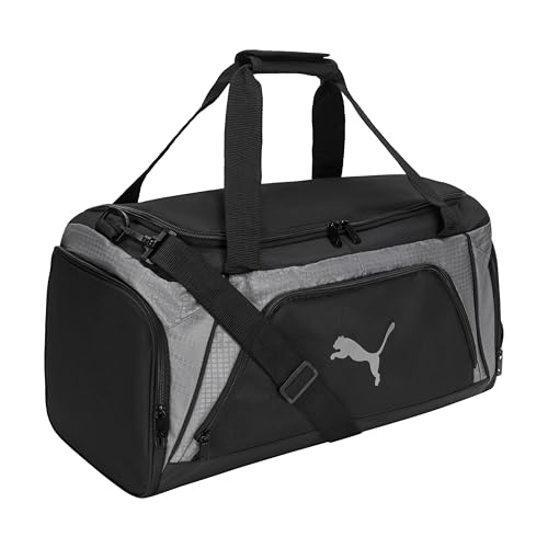 PUMA unisex-adult Accelerator Duffel Bag with Removable Strap & Shoe Pocket - color: Cast Iron/Black