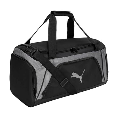 PUMA unisex-adult Accelerator Duffel Bag with Removable Strap & Shoe Pocket - color: Cast Iron/Black