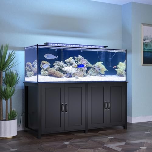 GDLF 100-150 Gallon Large Fish Tank Stand,Furniture-Style Aquarium Stand | 60"x24" Top Supports 2200 lbs, Enclosed Storage for Sump Systems & Accessories, 8-Outlet Power Strip, EVA Mat Protection - size: 100-150 Gallon