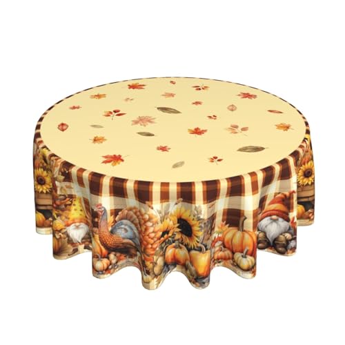 juniissl Pumpkin Thanksgiving Tablecloth Washable Round Table Cover for Kitchen Dining Decoration 60 Inch - color: Pumpkin