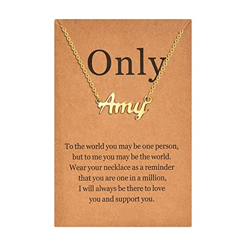 Lcherry Name Necklace Personalized for Women Gold Plated Nameplate Necklace Gifts for Girls - style: Amy