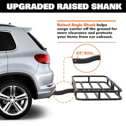 WEIZE 53" x 19" Hitch Mount Cargo Carrier Basket 500LB Capacity with Hitch Stabilizer, Waterproof Bag, Net & Straps, Fits 2" Receiver for Car SUV, Steel Construction - size: 53" x 19" x 5"