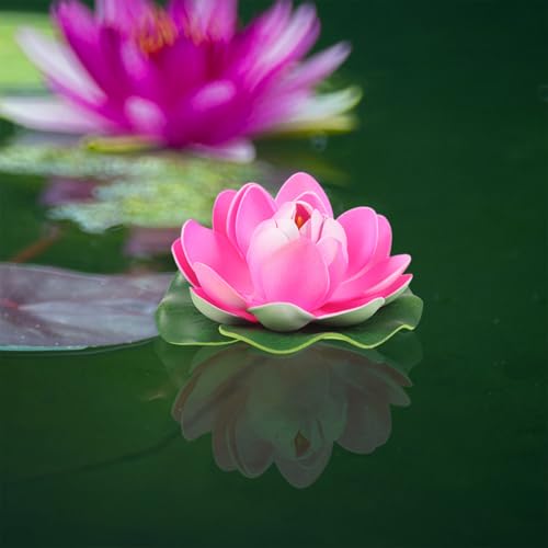 Cabilock 5PCS Floating Lotus Flowers, Artificial Pond Pool Decor - color: Pink