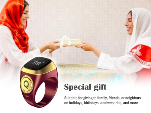 Anlising Smart Ring Counter, Smart Tasbih Zikr Ring, Muslim Islamic Prayer Smart Rings, Tasbih Counter Smart Ring, Tasbeeh Smart Counter, Digital Electronic Smart Tally Counter for Prayer(Brown, 20MM)
