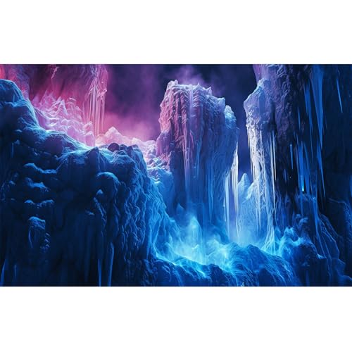 Fantasy Cave Aquarium Background Stalactites and Stalagmites Ice Cave Reptile Tank Background Spectacular Ice Cave World Fish Tank Background Ice Cave Reptile Enclosure Backgrounds 36x18in - color: Blue_Purple, size: 36(W)x18(H)inches/ 90(W)*45cm(H)