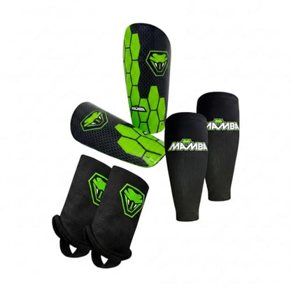 Mamba Ultimate Shin Guard Bundle, 3 in 1 | Soccer Shin Pads, Ankle Guards & Compression Sleeves for Protection & Comfort | Kids/Adults - size: Small