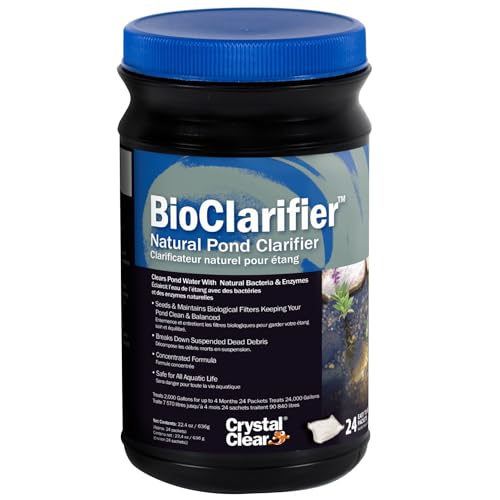CrystalClear BioClarifier Small Pond & Water Garden Clarifier, 24 Packets | Cleaner for cloudy water with beneficial microbe treatment to improve water clarity; fish, plant & pet safe - size: 24 Packet