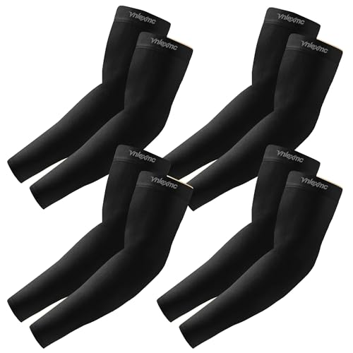Arm Sleeves Cooling UV Sun Protection Tattoo Cover Up 4 Pk for Men Women - color: 4 Black