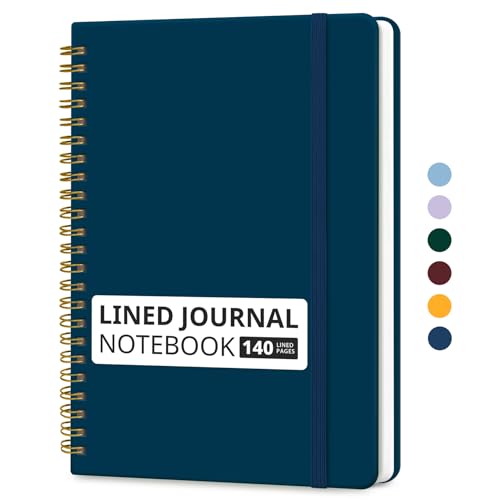 Taja Lined Spiral Journal Notebook for Women & Men, 140 Pages, College Ruled Hardcover Notebook for Work & Note Taking, Journals for Writing, A5(5.7" x 7.9") – Navy - color: J-Navy, style: a-Lined(1 Pack)