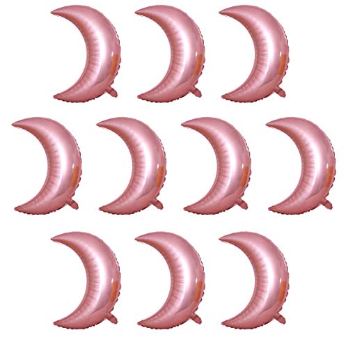 10 Pcs 20 Inches Moon Balloons Foil Balloons Mylar Balloons for Birthday Wedding Baby Shower Party Decorations (Pink) - color: Pink