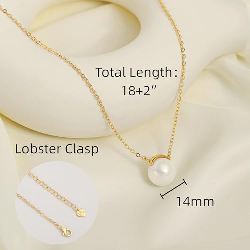 POTESSA 18K Gold Plated Pendant Necklace Medallion Coin Heart Y Shaped Chain Toggle Necklace for Women Jewelry - color: Golden Pearl
