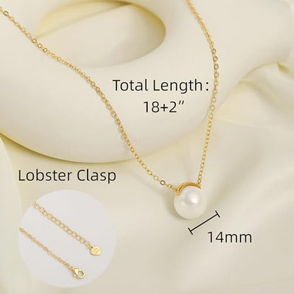 POTESSA 18K Gold Plated Pendant Necklace Medallion Coin Heart Y Shaped Chain Toggle Necklace for Women Jewelry - color: Golden Pearl