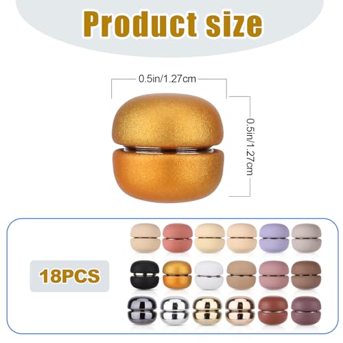 18 Pairs Hijab Magnets Pins, Magnetic Buttons for Clothing No Snag Multi-Use Hijab Magnetic Pins Pinless Strong Magnets Hijab Pins Brooch for Clothes Women Scarf Shiny & Matte Style(18 Colors)