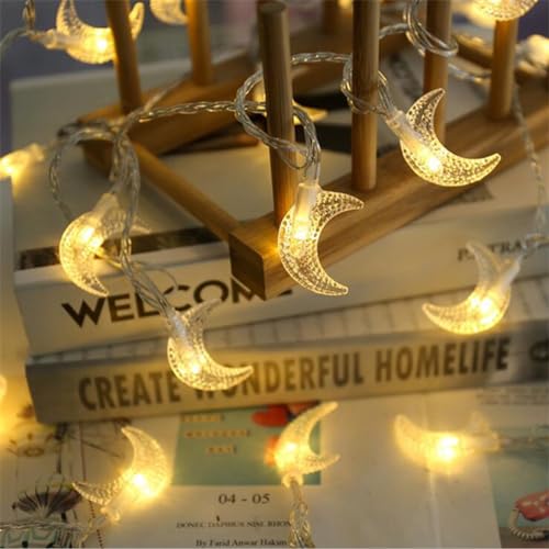 Ramadan Lights 10Ft 20 LEDs Star Moon Lantern String Light Battery Operated Fairy Lights Indoor Ramadan Kareem Eid Mubarak Decorations for Home Eid al-Fitr Party Warm White-01 - color: Warm White-01