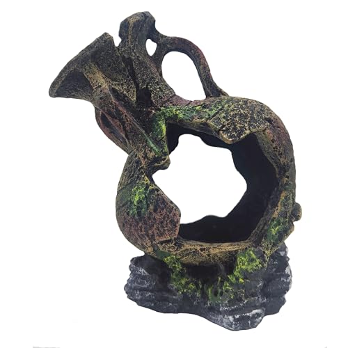 Aquarium Decoration - Fish Tank Cave Decoration Accessories Resin Classical Ceramic Jar Decoration Betta Fish, Shrimp, Cichlid Rest, Entertainment, and Breeding Spacious Hide and Play Place