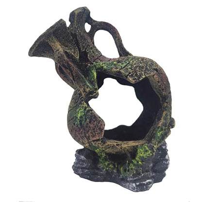Aquarium Decoration - Fish Tank Cave Decoration Accessories Resin Classical Ceramic Jar Decoration Betta Fish, Shrimp, Cichlid Rest, Entertainment, and Breeding Spacious Hide and Play Place